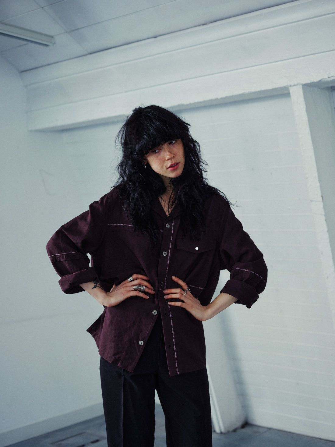 Fray Shirt - Aubergine
