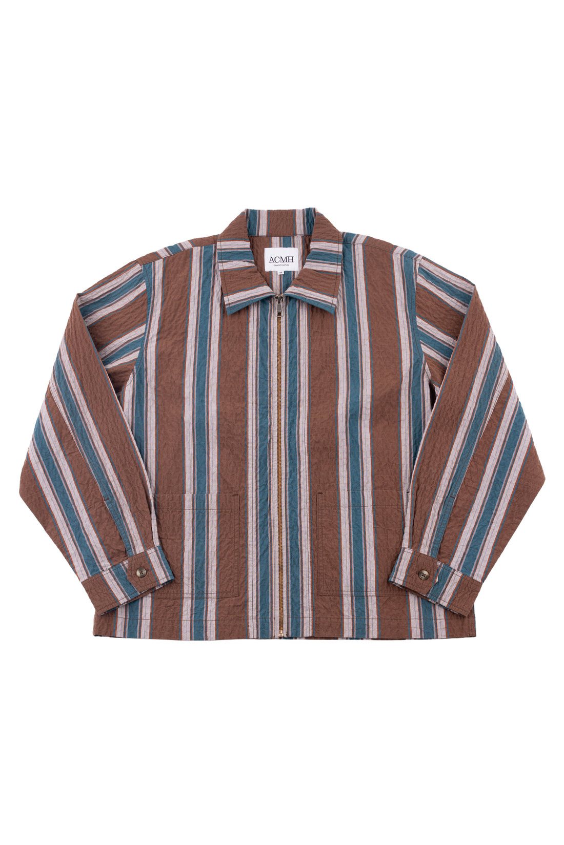 Deja Vu Overshirt - Brown Stripe Crinkle