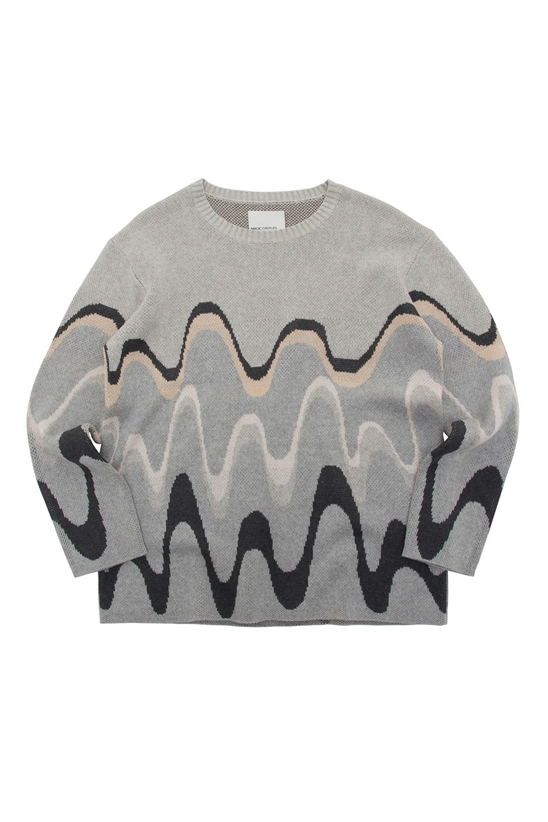 Intarsia Wave Knit - Charcoal Multi