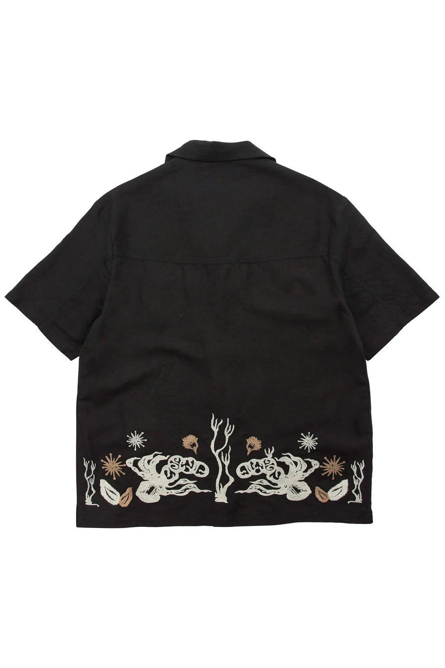 Dancers Embroidered Shirt - Charcoal Linen