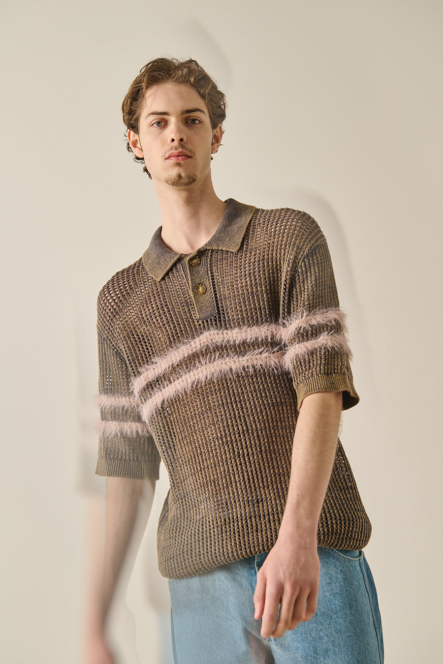 Kember Striped Polo T-Shirt - Charcoal Net