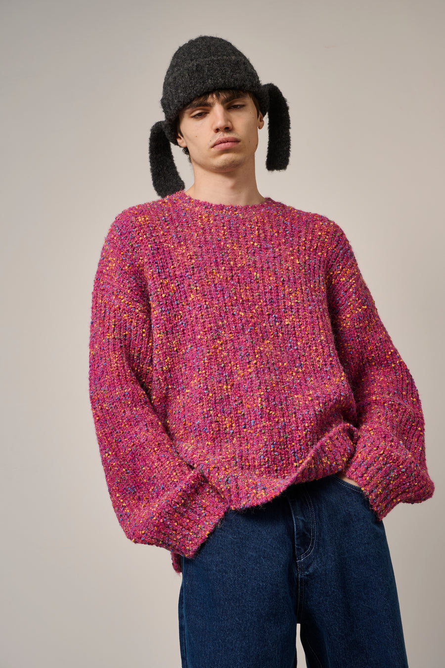 Rev Knit Jumper - Acid Pink Mix