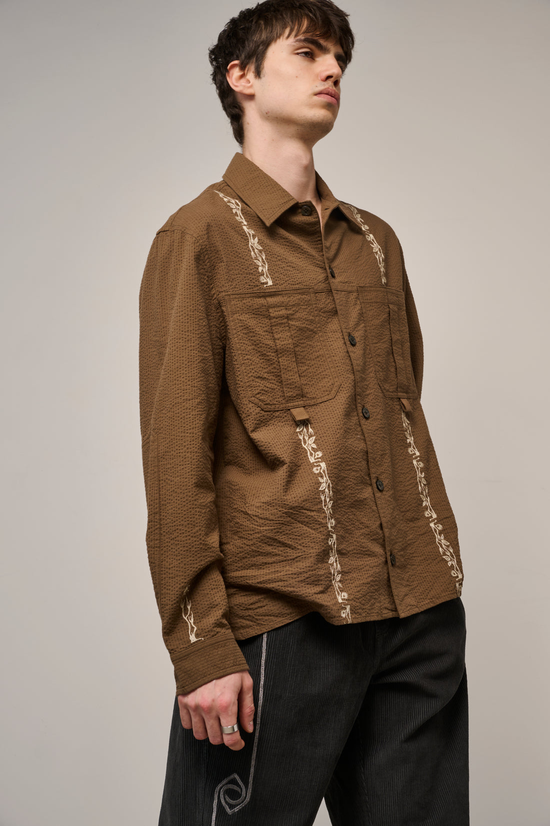 Long Sleeve Newell Shirt - Coffee Brown