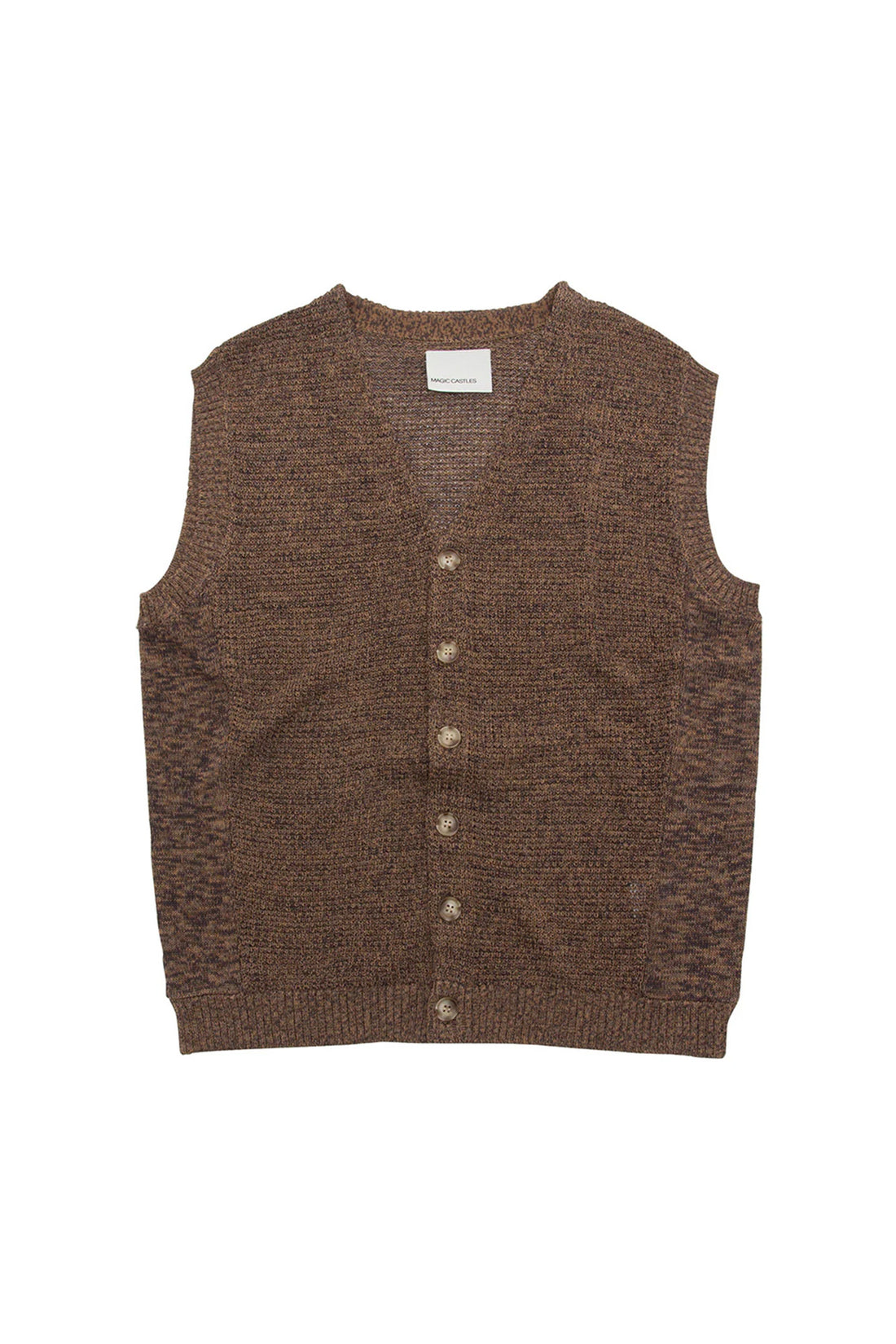 Mesh Button Up Vest - Shiitake