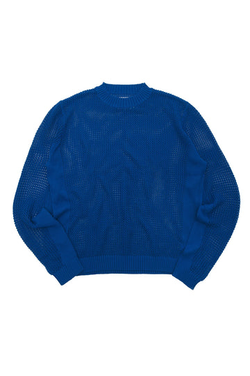 Mesh Knit Crew - Cobalt Blue