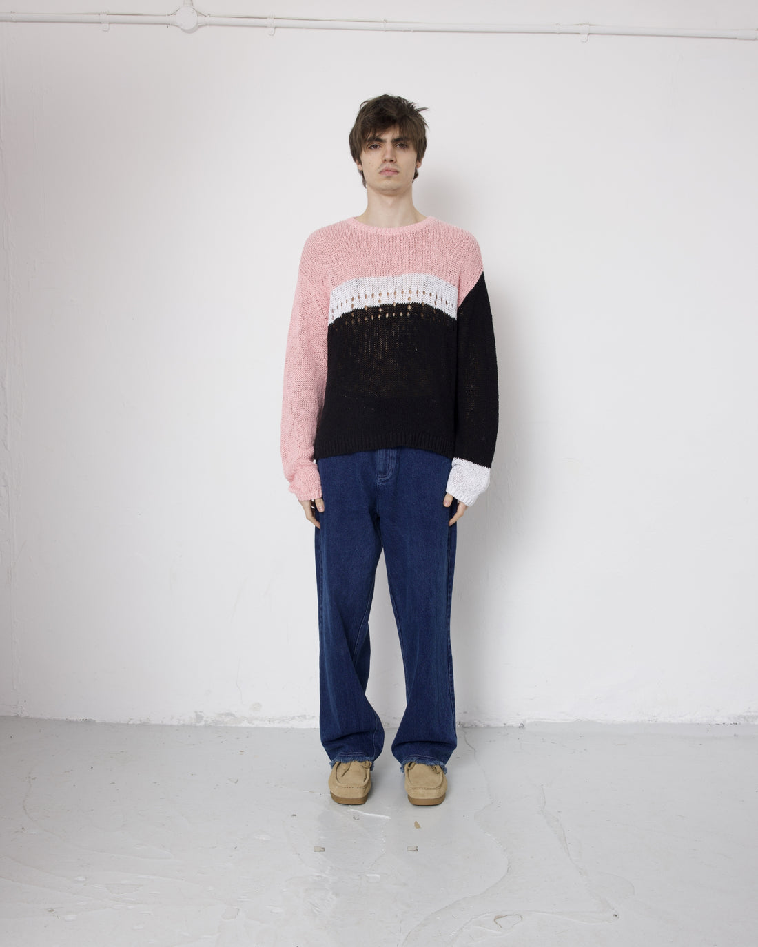 Richman Open Knit Jumper - Pink Black Mix