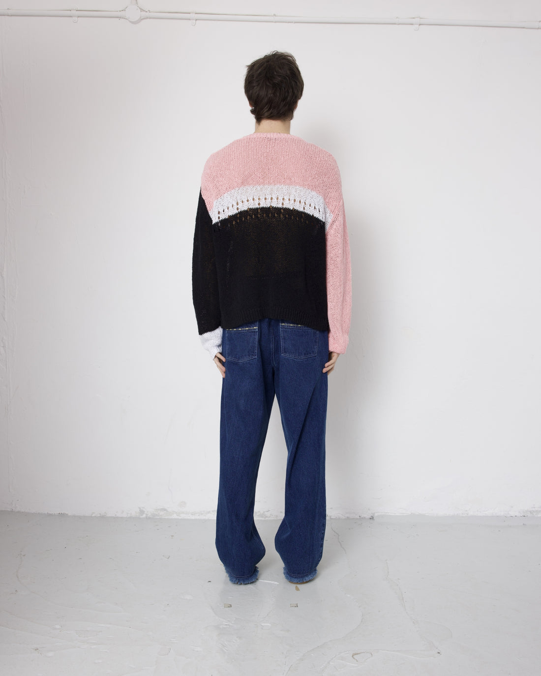 Richman Open Knit Jumper - Pink Black Mix