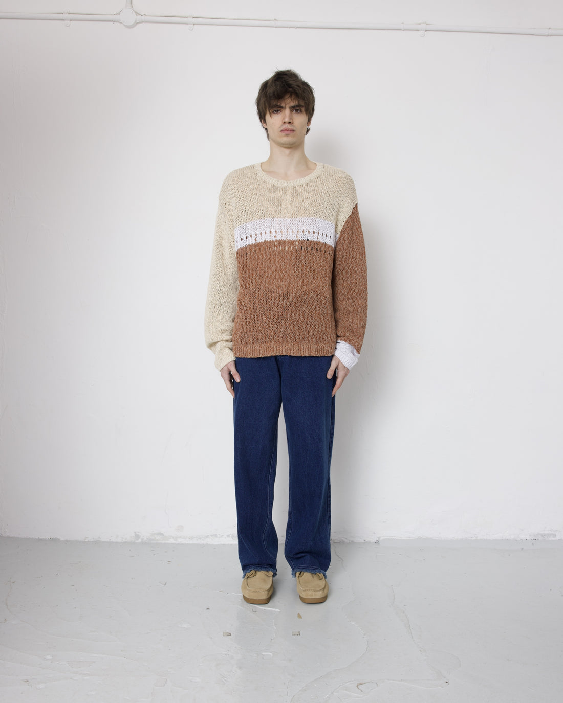 Richman Open Knit Jumper - Ecru Mix