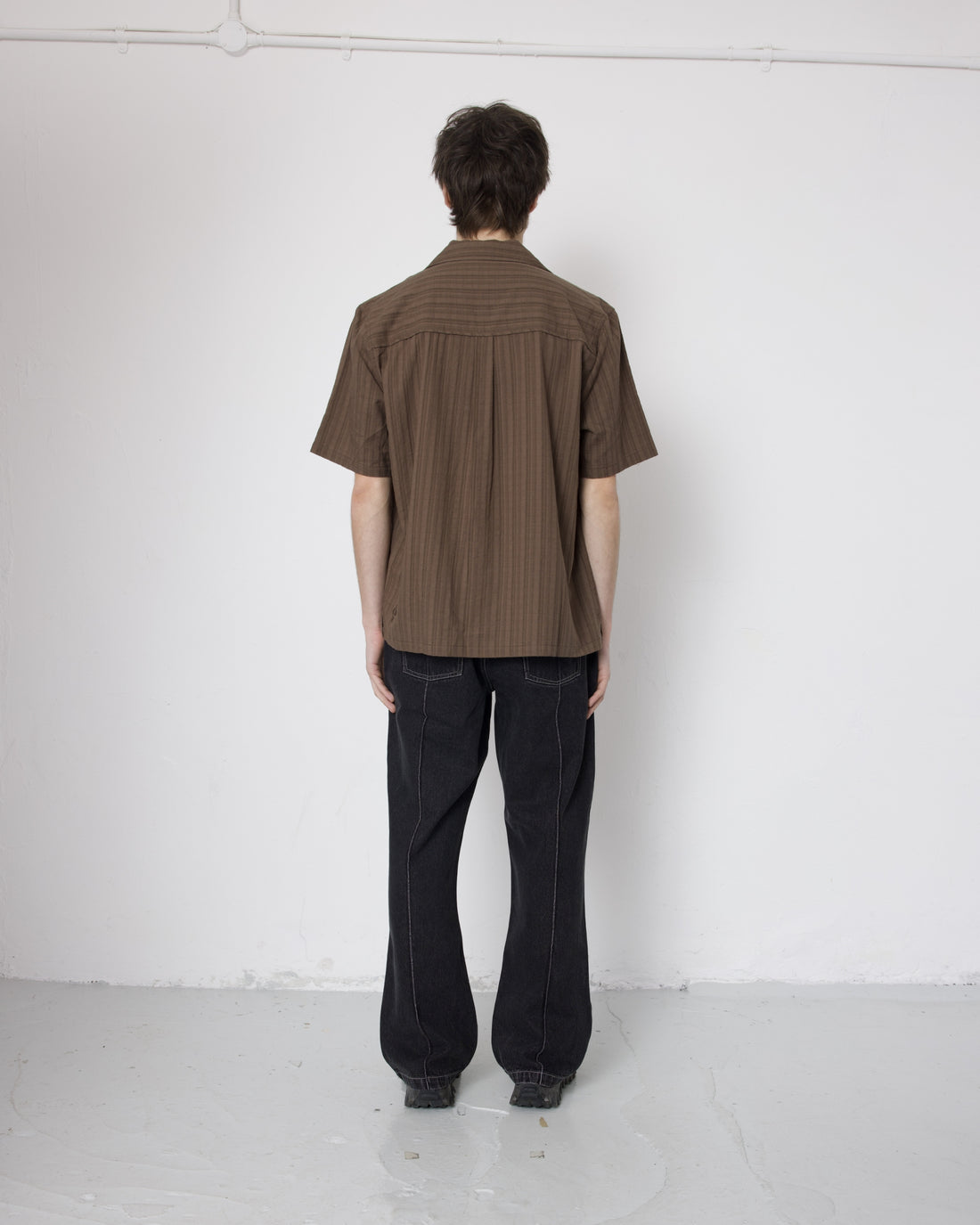Naked Short Sleeve Shirt - Burnt Umber Crinkle Check