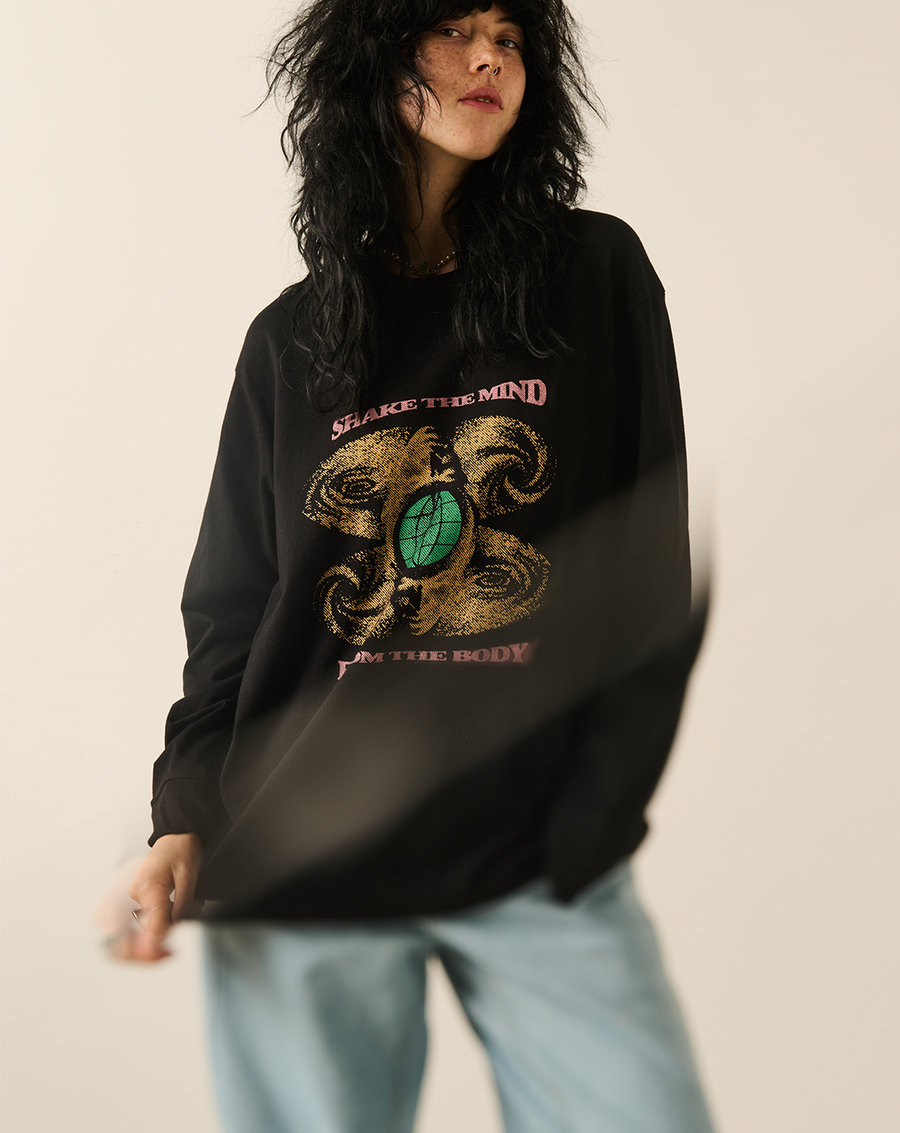 Shake The Mind Long Sleeve T-Shirt - Vintage Black