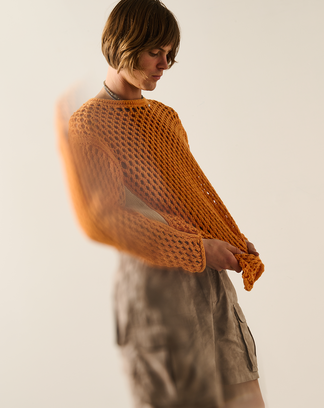 Net Knit Crew - Sunkist