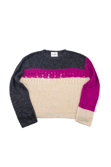Richmond Open Knit Jumper - Charcoal Purple Mix