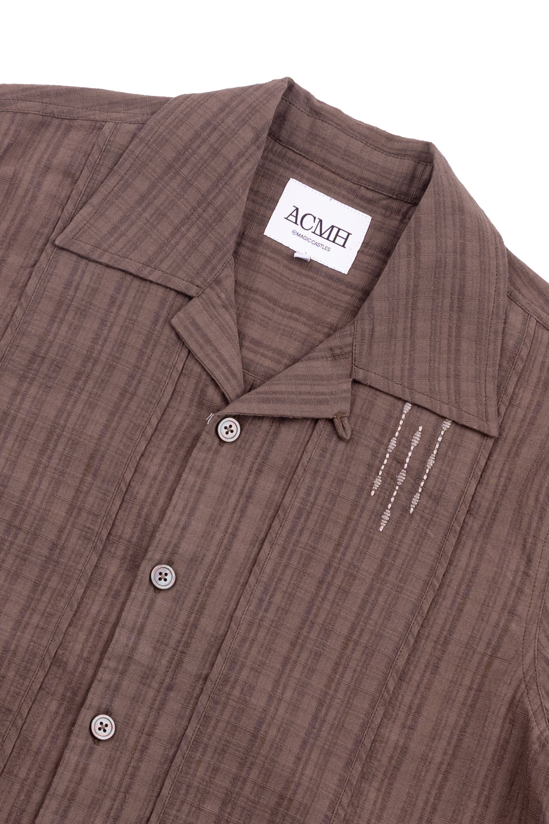 Naked Short Sleeve Shirt - Burnt Umber Crinkle Check
