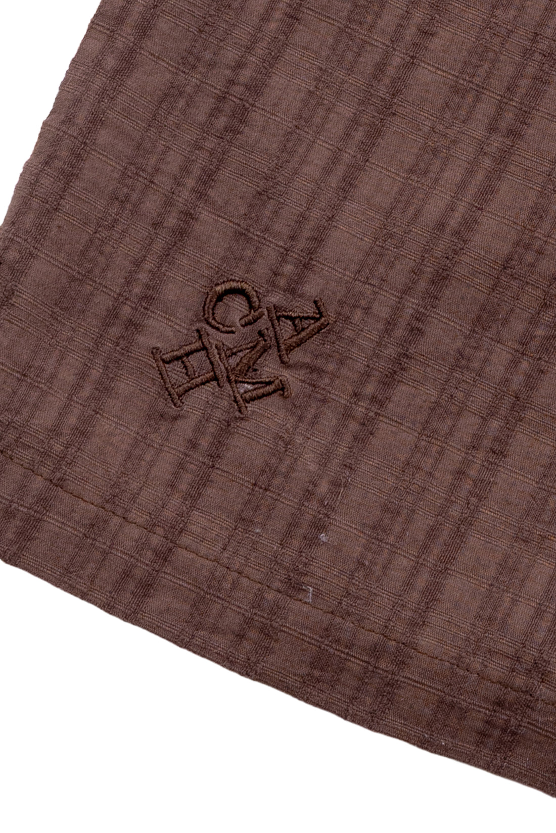 Naked Short Sleeve Shirt - Burnt Umber Crinkle Check