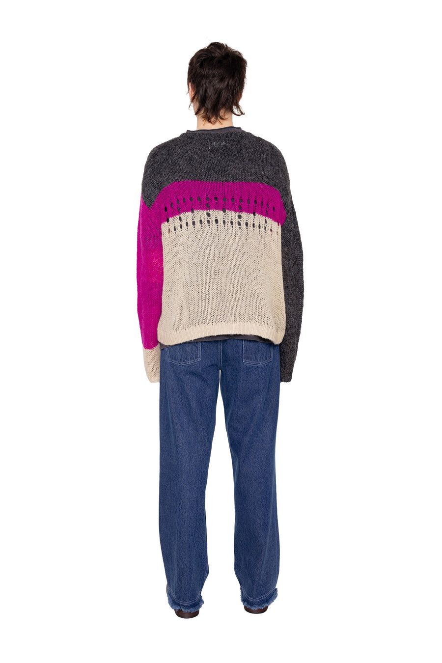 Richmond Open Knit Jumper - Charcoal Purple Mix