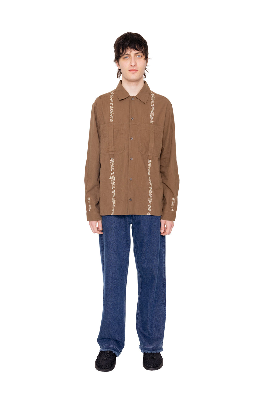 Long Sleeve Newell Shirt - Coffee Brown
