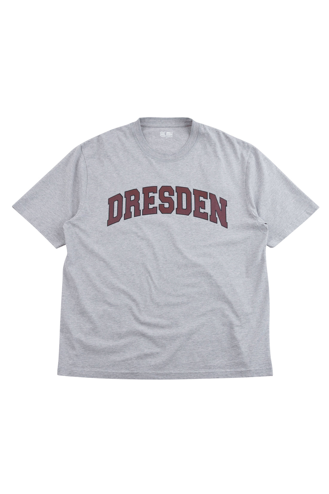 A light heather gray short-sleeve t-shirt with the word &