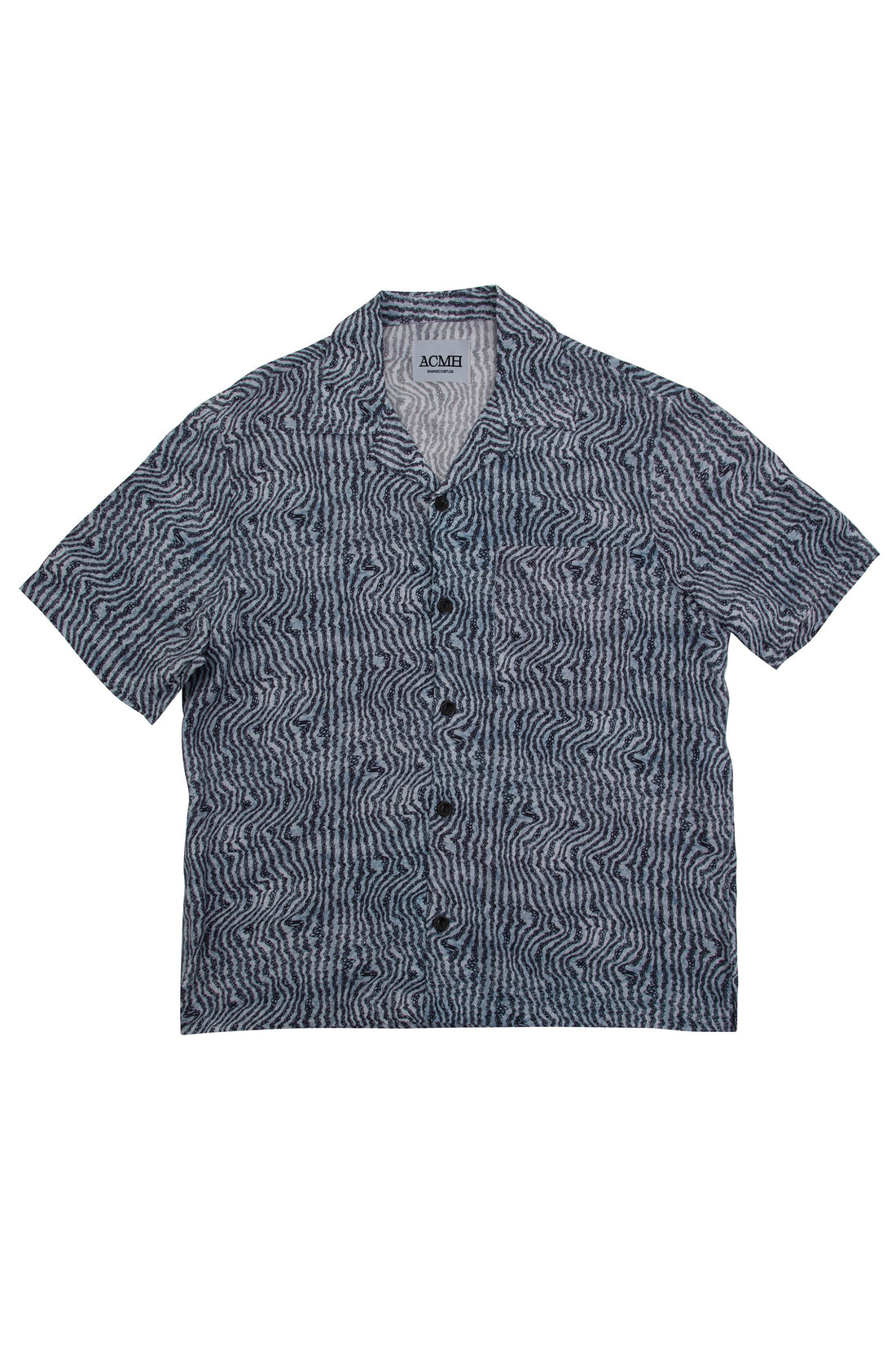 Marcus James x ACMH SS Wave Shirt - Navy Warped Stripe