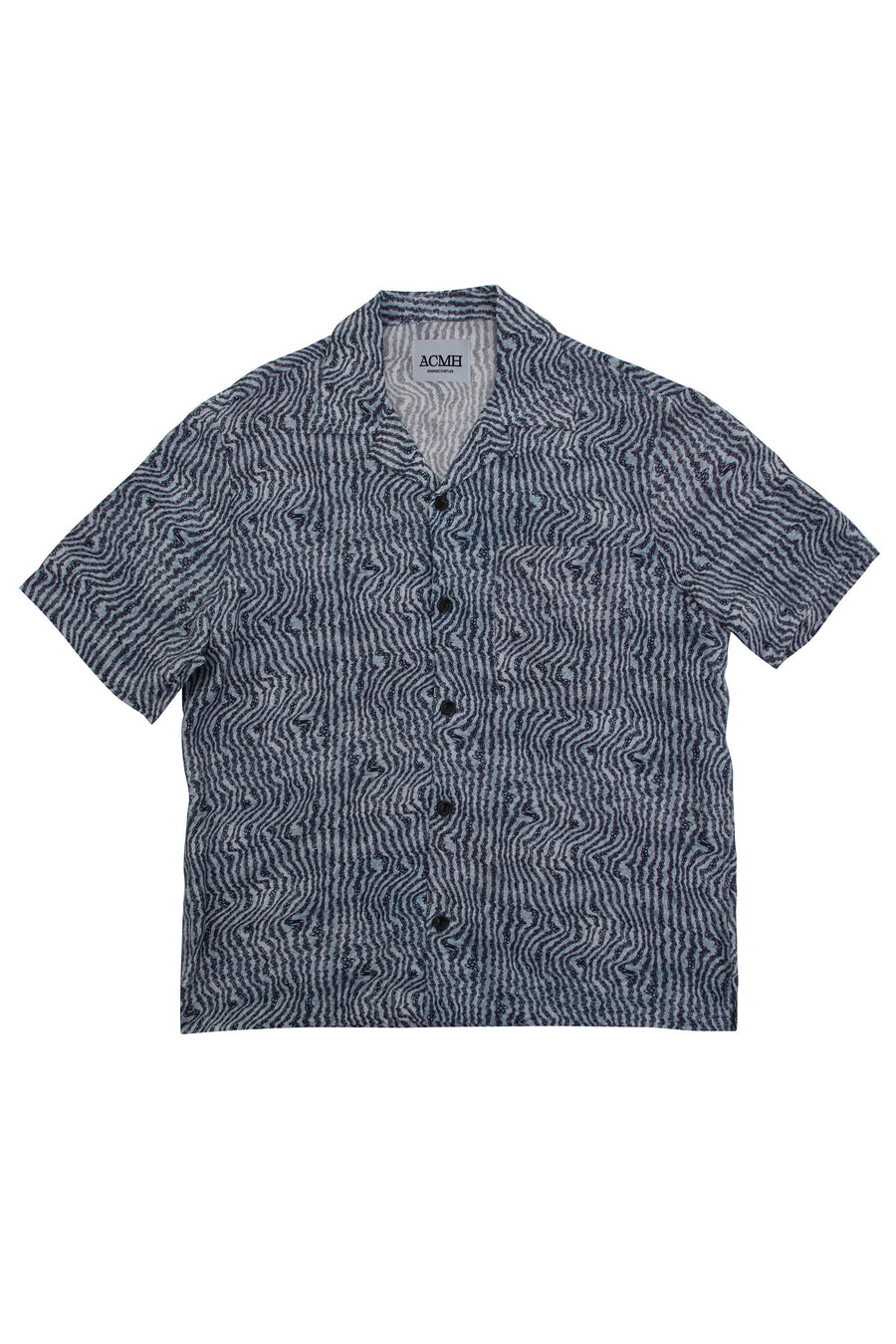 Marcus James x ACMH SS Wave Shirt - Navy Warped Stripe