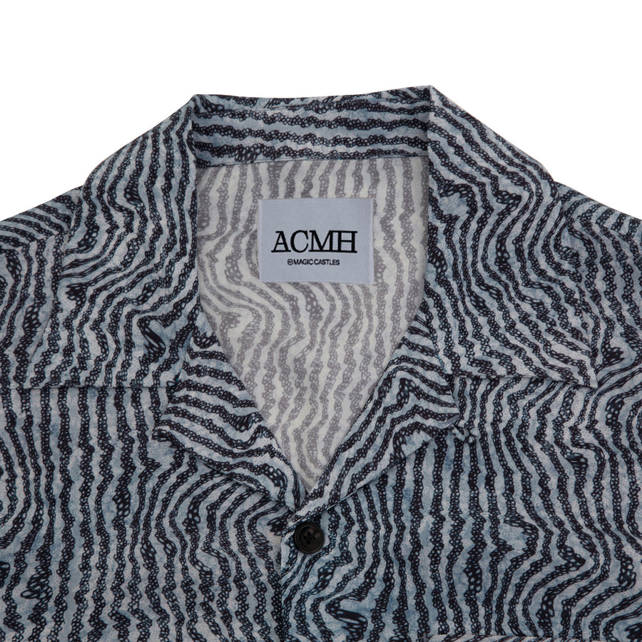 Marcus James x ACMH SS Wave Shirt - Navy Warped Stripe