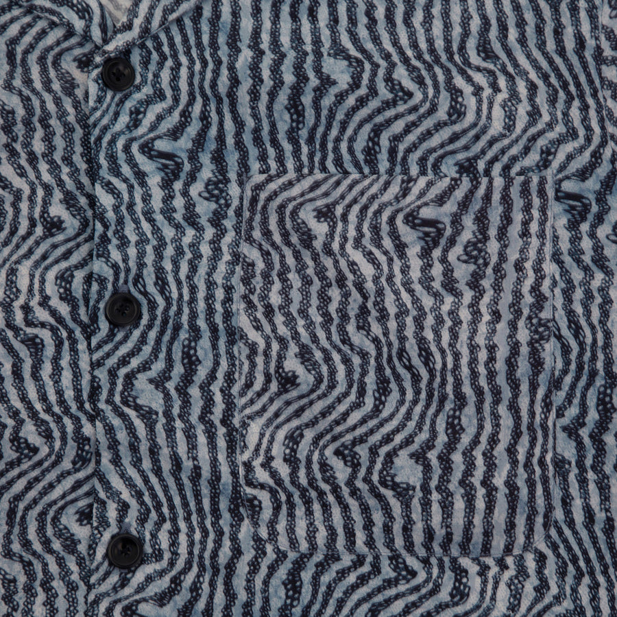 Marcus James x ACMH SS Wave Shirt - Navy Warped Stripe