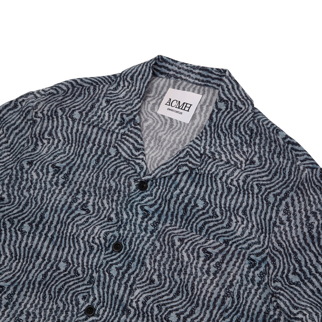 Marcus James x ACMH SS Wave Shirt - Navy Warped Stripe